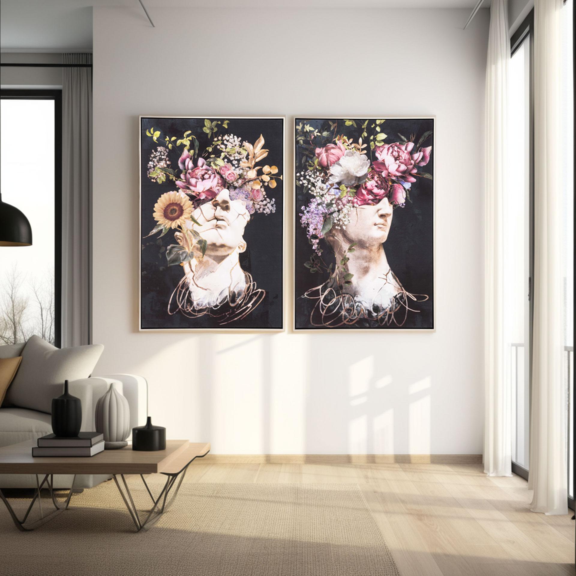 Set of 2 oil paintings with wooden frame 60*90 cm/unit.