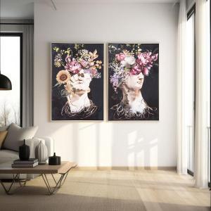 Set of 2 oil paintings with wooden frame 60*90 cm/unit.