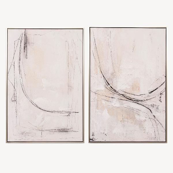SET 2 CUADROS OLEO 60*90*3.5 CM. MARCO MADERA