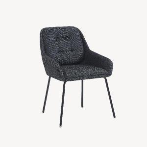 SILLA BELMONT, TAPIZADO GRIS MARENGO, PATAS METAL NEGRO