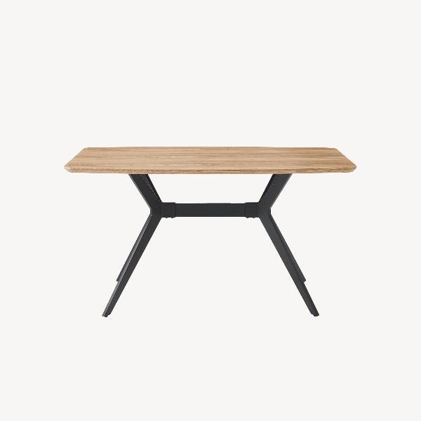 MESA COMEDOR 140*80*75CM, TAPA CHAPA ROBLE, PATA METALICA NEGRA