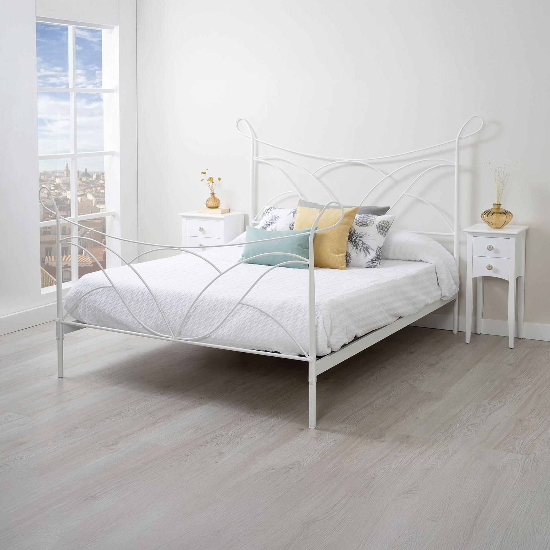 Cama completa forja cabecero recto 90 cm