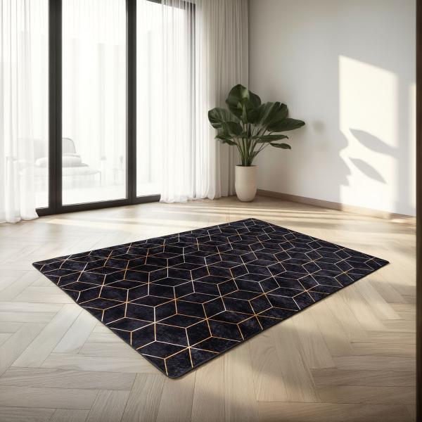 ALFOMBRA NEGRA Y ORO (VARIAS MEDIDAS)