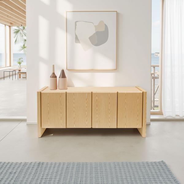 APARADOR GIO. 4 PUERTAS, CHAPA ROBLE 180*45*75.5 CM