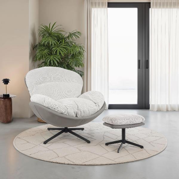 SILLON EGG GIRATORIO 360º. TAPIZADO GRIS PIEDRA (ANTIMANCHAS, IGNIFUGA, ANTIARAÑAZOS MASCOTAS) 91*98*100 CM