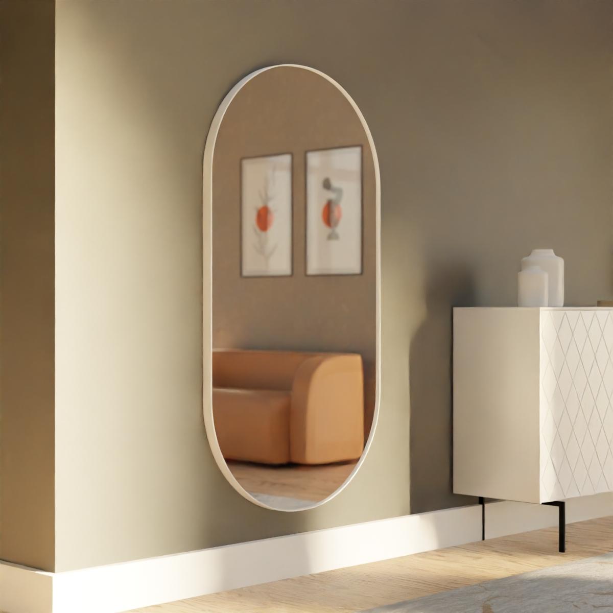 White oval resin mirror 150*80 cm