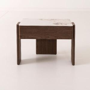 Gio coffee table, walnut veneer and porcelain, 60 cm