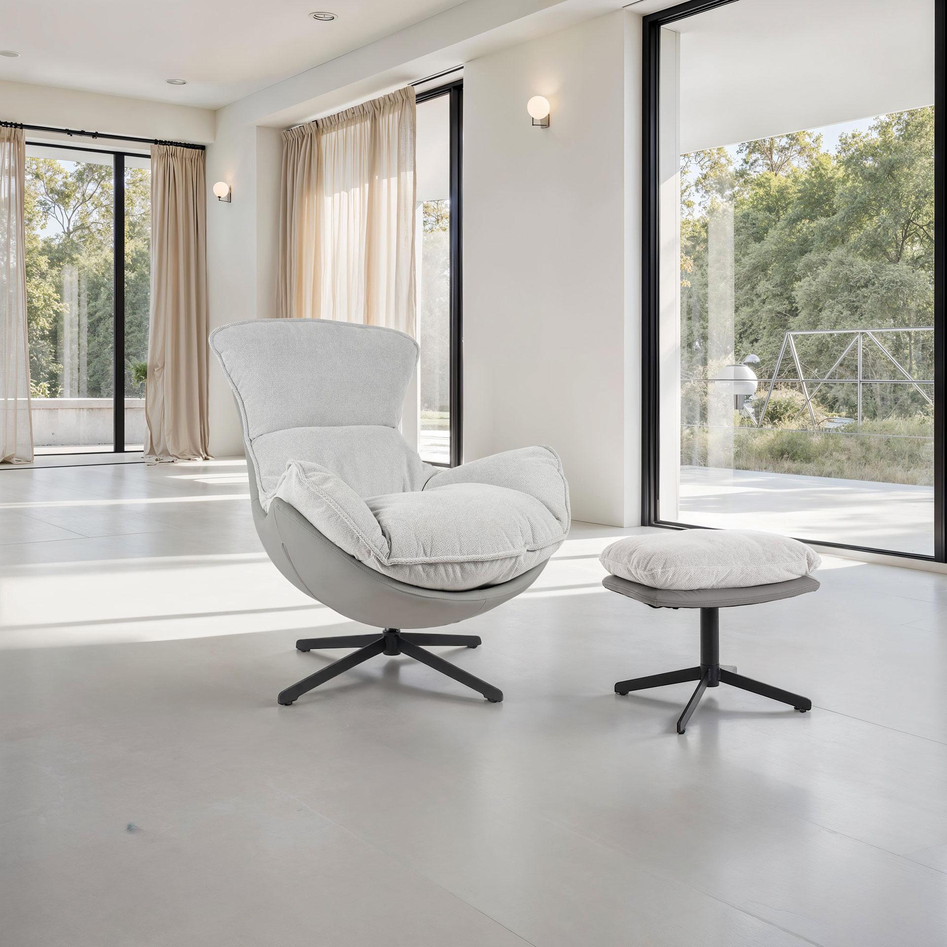 Sillón Hans giratorio 360º tapizado gris