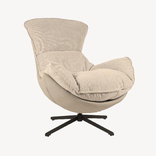 SILLON HANS GIRATORIO 360º. TAPIZADO INTERIOR BEIGE (ANTIMANCHAS, IGNIFUGO, ANTIARAÑAZOS MASCOTAS) 91*98*100 CM