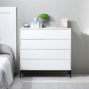 COMODA PUSH 4 C. LACADO BLANCO, BASE METAL ORO. 100*95*40 CM