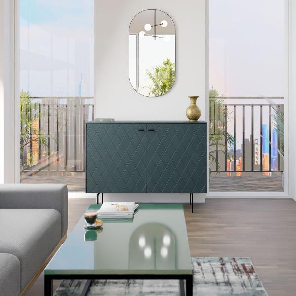 CONSOLA DIAMOND 2 PUERTAS, VISAGRA FRENO 121*80.5*40 CM. LACADO VERDE OSCURO