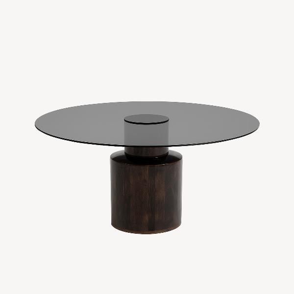 MESA CENTRO 80*80*40 CM. MADERA MANGO Y TAPA CRISTAL