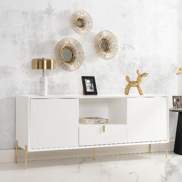 MUEBLE TV MILAN LACADO 2 PUERTAS + CAJON. GUIA FRENO 67*160*40 CM