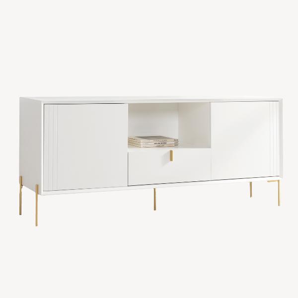 MUEBLE TV MILAN LACADO 2 PUERTAS + CAJON. GUIA FRENO 67*160*40 CM