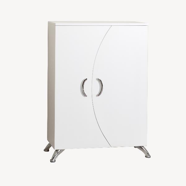 ZAPATERO LACADO BLANCO 2 PUERTAS, PATAS METAL. 110*74*33 CM