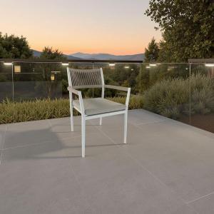 White Macarella chair with beige seat
