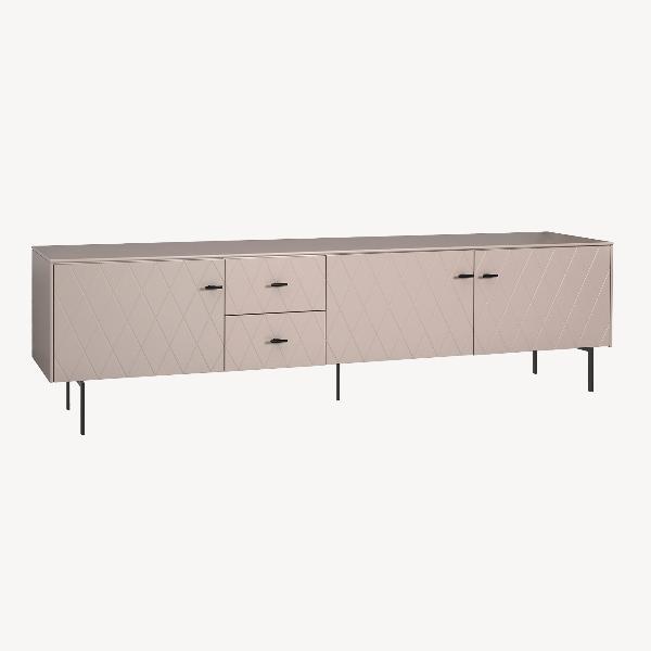 MUEBLE TV DIAMOND 3 PUERTAS + 2 CAJONES, VISAGRAS Y CAJONES DE FRENO 222*50.5*40 CM. LACADO VISON