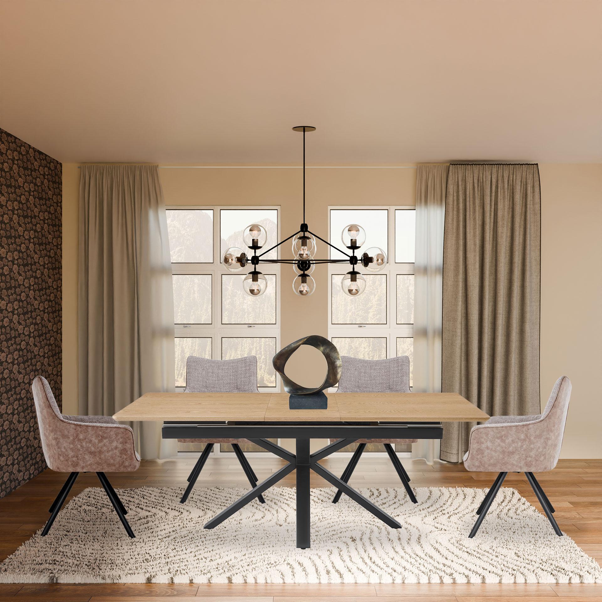 Extendable oak veneer table 160/200*90*75 cm