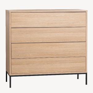 COMODA PUSH 4 C. LACADO BLANCO, BASE METAL ORO. 100*95*40 CM