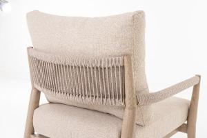 Formentor terrace set, sofa, 2 armchairs and a coffee table in imitation wood aluminum and beige seat