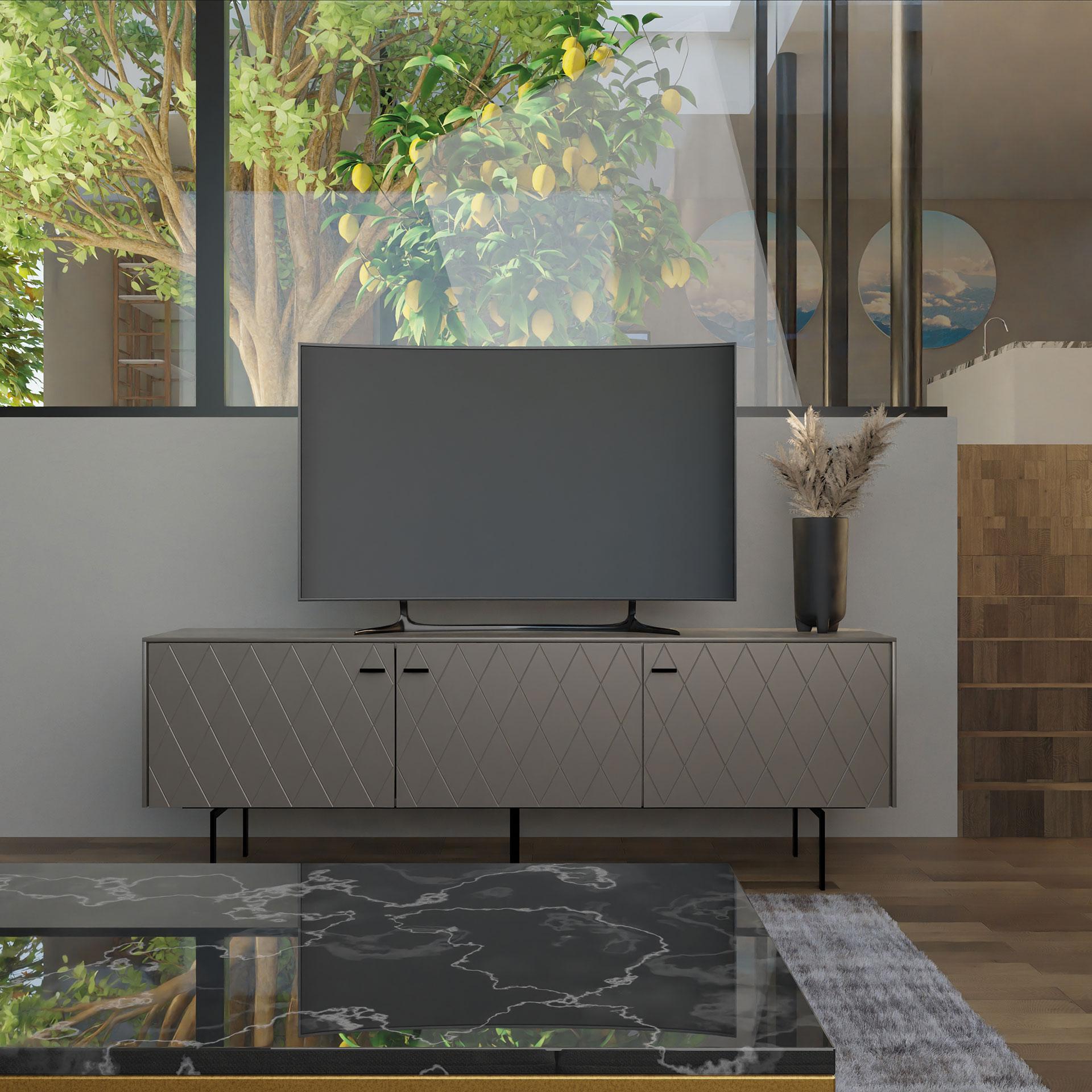 Mueble TV Diamond 3 P lacado perlado 180*50*40 cm