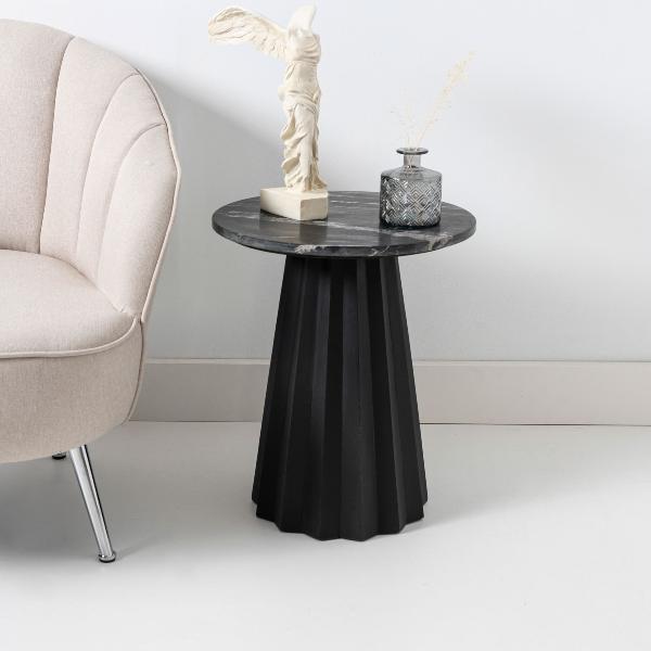 MESA AUXILIAR MARMOL NEGRO 50*42*42 CM