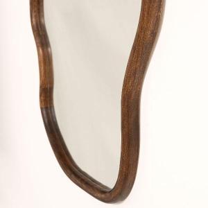 Irregular walnut wood mirror 90*60 cm