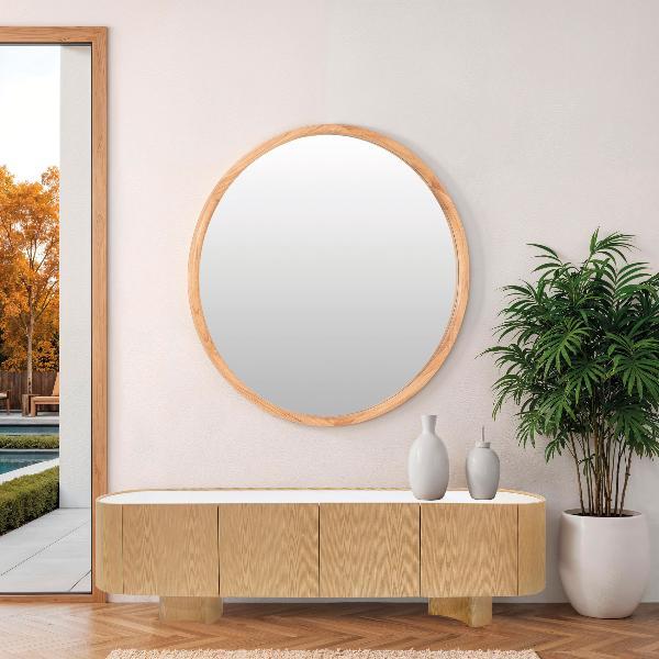 ESPEJO MADERA CIRCULAR COLOR ROBLE 90 Y 120 CM