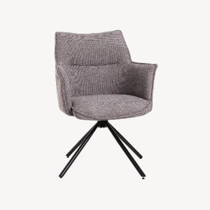 SILLA ROSE GIRATORIA 360º, TAPIZADO GRIS 2 COLORES, PATAS METAL NEGRO. 89*63*63 CM