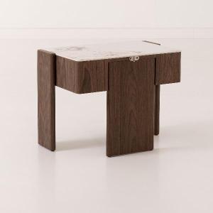 Gio coffee table, walnut veneer and porcelain, 60 cm