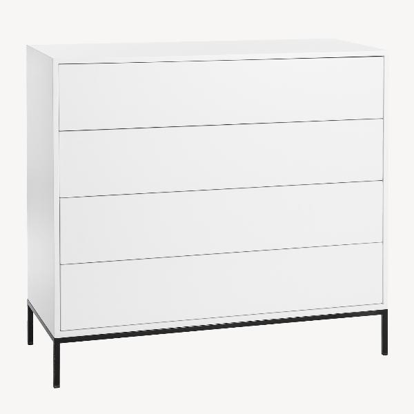 COMODA PUSH 4 C. LACADO BLANCO, BASE METAL NEGRO. 100*95*40 CM