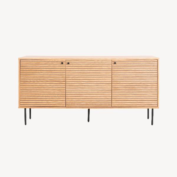 APARADOR NELA 150*75*40 CM. CHAPA DE ROBLE Y DM NEGRO. PATAS METAL NEGRO (KIT)