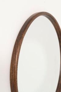 Circular mirror 90x90 cm solid walnut wood