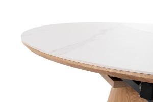Ausziehbarer Esstisch 120/160*76 cm, Eichenfurnier und weißes Porzellan