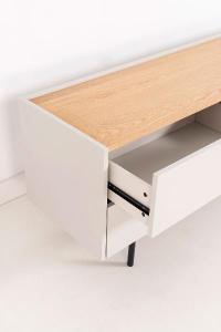 Mueble TV Pol lacado gris y chapa roble (KIT)