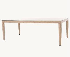 Formentor sofa table, white and beige seat