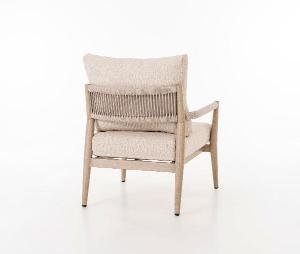 Formentor terrace set, sofa, 2 armchairs and a coffee table in imitation wood aluminum and beige seat