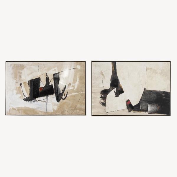 SET 2 CUADROS OLEO 60*90*3.5 CM CON MARCO MADERA