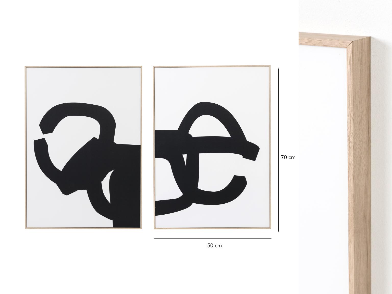 Set 2 cuadros con marco madera 50*70 cm/Ud.