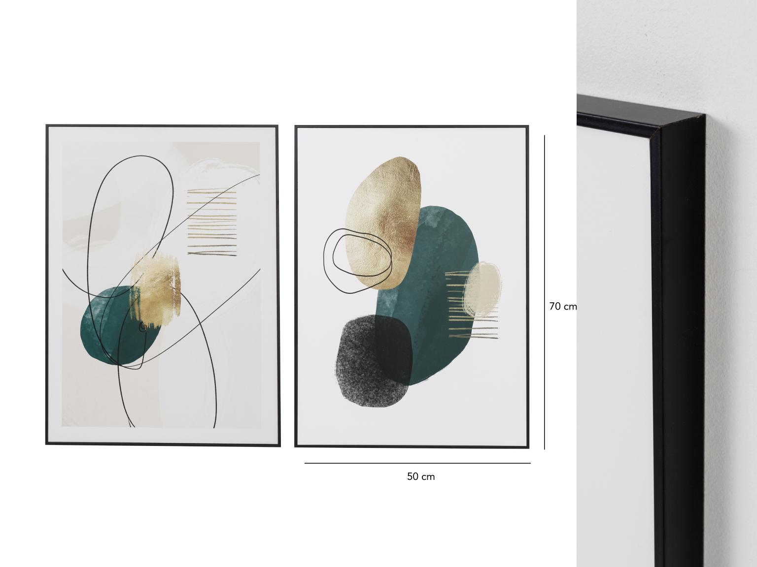 Set 2 cuadros con marco madera 50*70 cm/Ud.