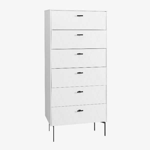 SINFONIER DIAMOND 6 CAJONES, GUIA FRENO 62*110.5*42 CM. LACADO BLANCO