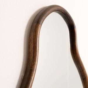 Irregular walnut wood mirror 90*60 cm