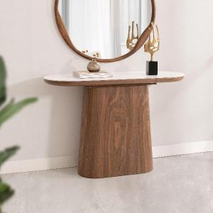  TAVOLO DA PRANZO PIANO OVALE 200*90*75 CM, PIANO IN PORCELLANA BIANCA, PIEDE IMPIALLACCIATO IN ROVERE