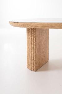Tavolino da divano in rovere impiallacciato e porcellana 120*45*60 cm.