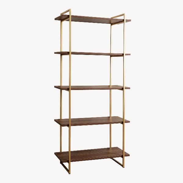 ESTANTERIA DALT 2 BASES METAL ORO CON 5 BALDAS NOGAL  DE 80 CM. 80*40*180 CM