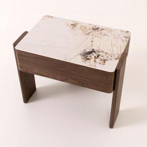 Gio coffee table, walnut veneer and porcelain, 60 cm