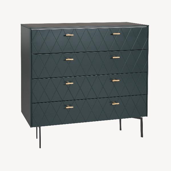 COMODA DIAMOND 4 CAJONES, GUIA FRENO 102*90.5*42 CM. LACADO VERDE OSCURO