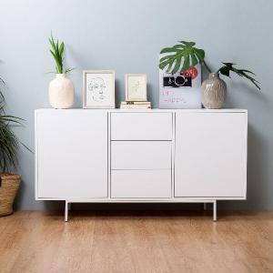 COMODA PUSH 4 C. LACADO BLANCO, BASE METAL ORO. 100*95*40 CM