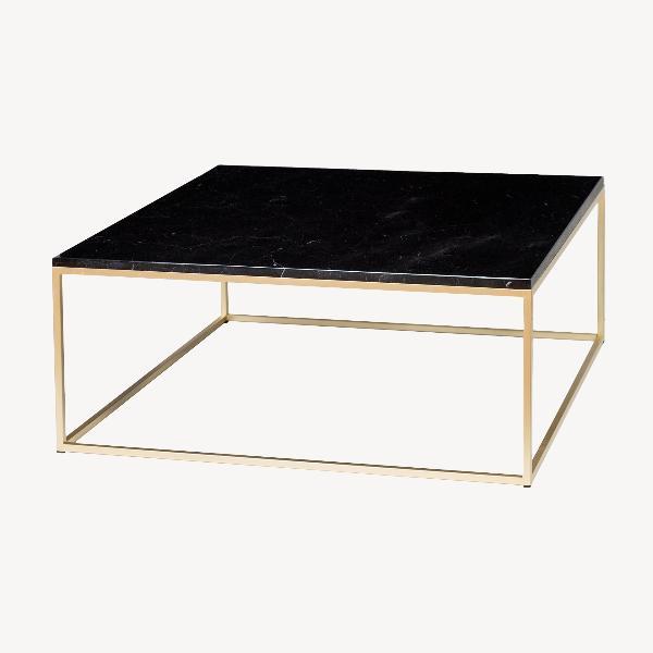 MESA CENTRO BASE METAL TAPA MARMOL. 80*45*80 CM