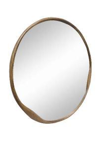 Circular walnut wood mirror 90*90 cm